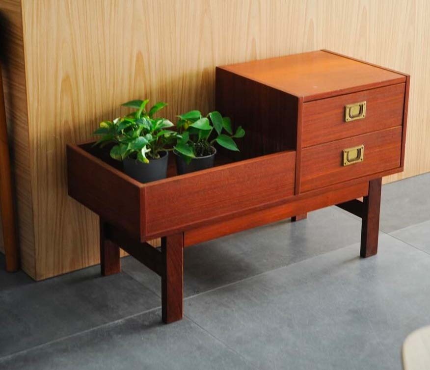 柚木收納抽屜開放櫃