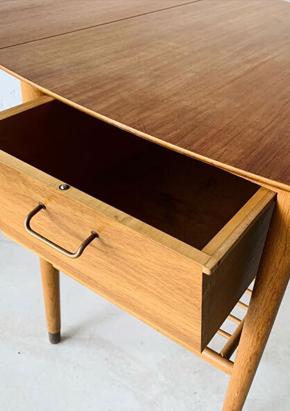 丹麥橡木擴充邊桌 高雄橡木老件邊桌