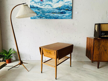 丹麥橡木折疊邊桌 高雄橡木老件邊桌