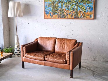 丹麥棕色皮革雙人沙發 丹麥棕色皮革雙人沙發