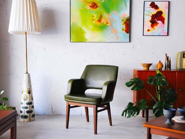 丹麥綠色皮革扶手椅 丹麥綠色皮革扶手椅