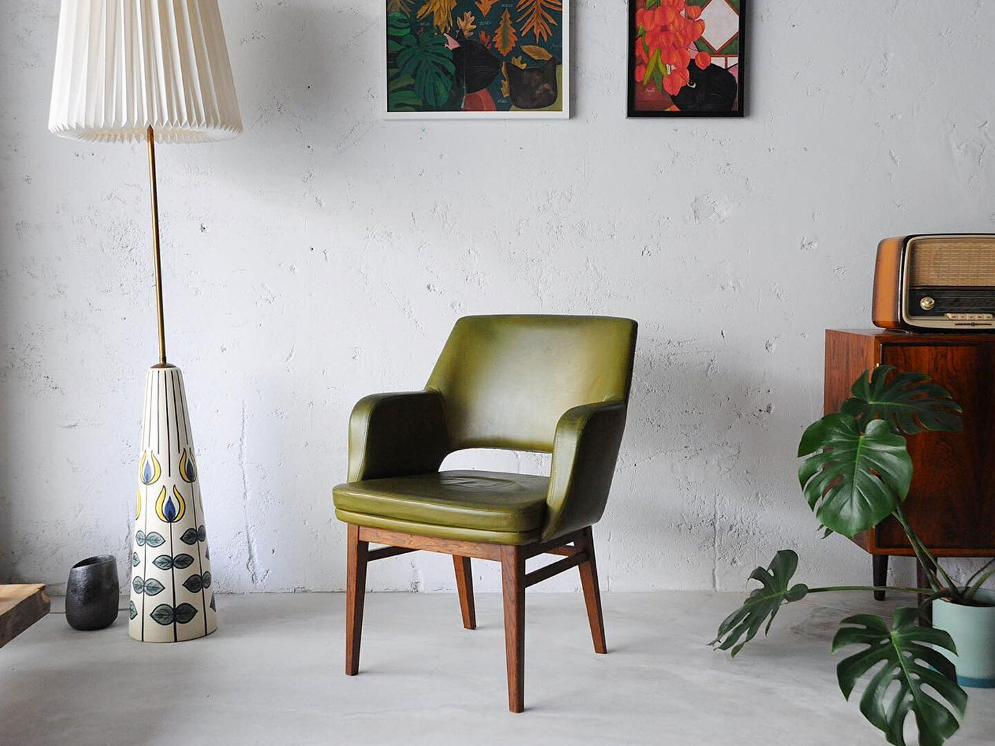 丹麥綠色皮革扶手椅
