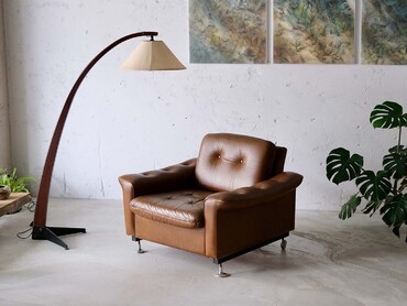 丹麥帶輪皮革單人沙發 丹麥帶輪皮革單人沙發