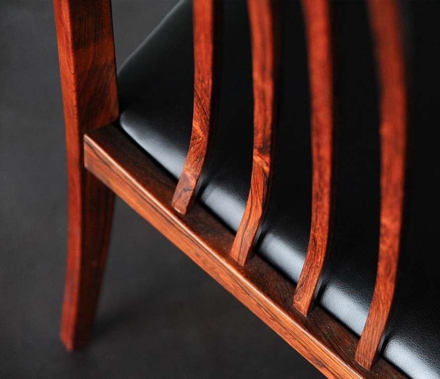 玫瑰木皮革高背餐椅