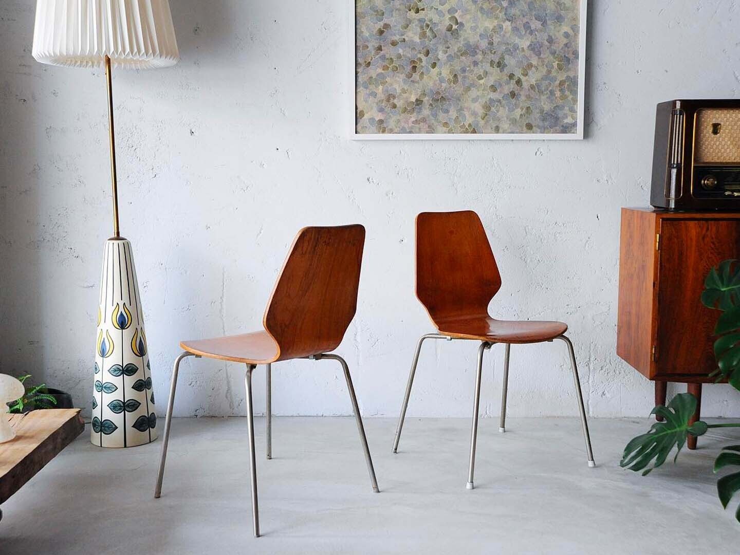 丹麥柚木鍍鉻餐椅
