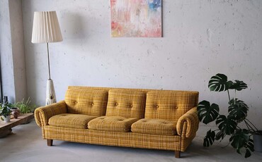 丹麥老件三人布沙發