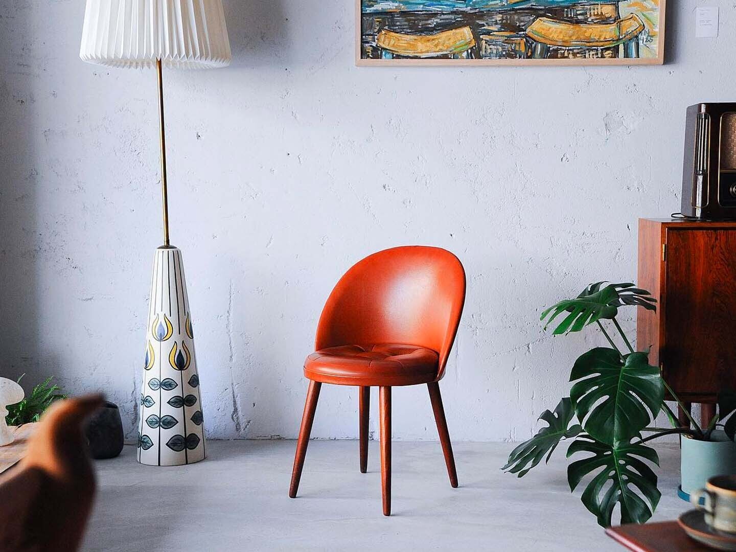 丹麥柚木皮革椅