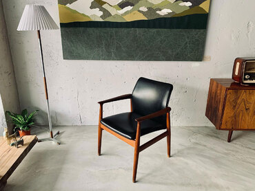 FD118 丹麥黑色皮革扶手椅 丹麥皮革扶手椅