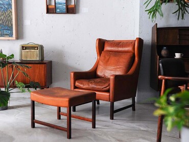 965H 丹麥皮革閱讀休閒椅帶腳凳 965H 丹麥皮革閱讀休閒椅帶腳凳