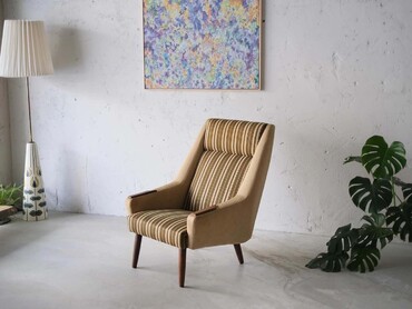 老件羊毛高背休閒椅 老件羊毛高背休閒椅