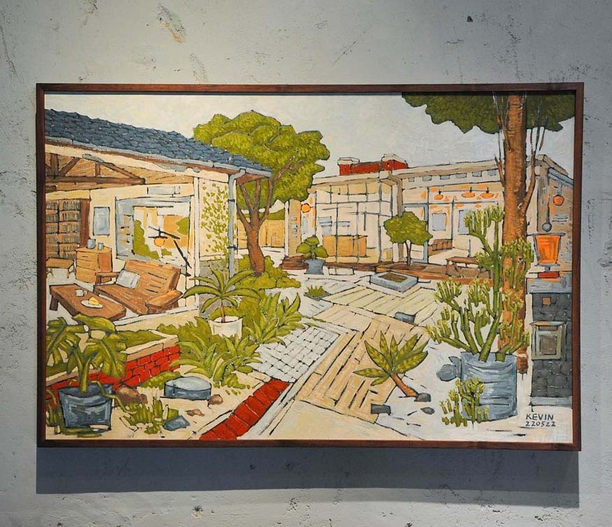 台南咖啡館油畫