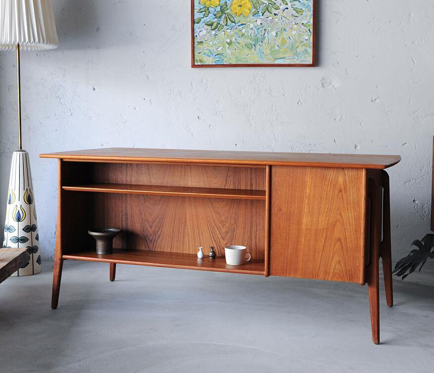 柚木不對襯書桌