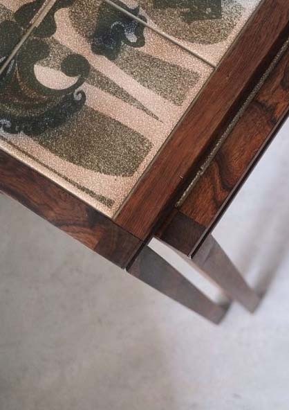 丹麥綠色花卉磁磚子母桌