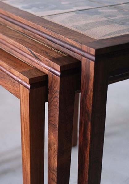 綠色花卉磁磚子母桌