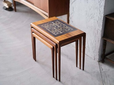 Johannes Andersen 丹麥玫瑰木磁磚子母桌 Johannes Andersen 丹麥玫瑰木磁磚子母桌