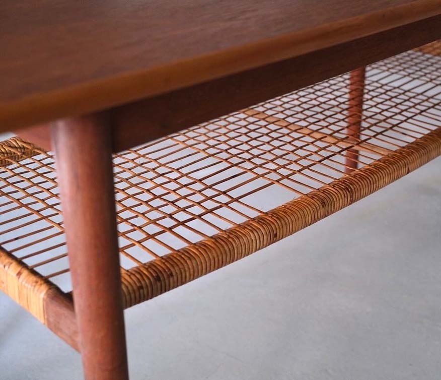 柚木藤編雙層咖啡桌