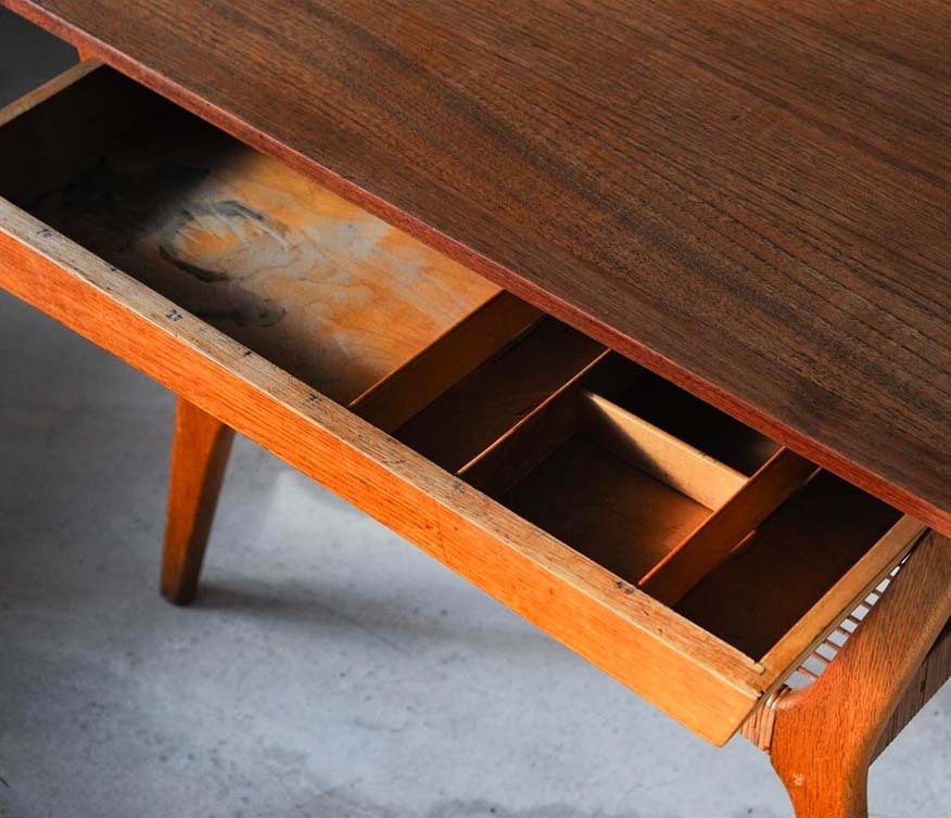 柚木藤編雙層折疊桌