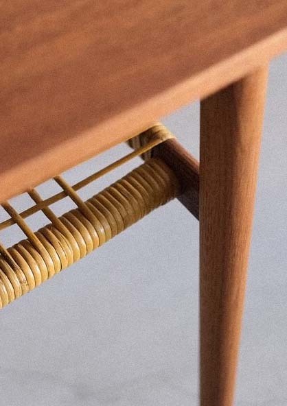 丹麥柚木藤編咖啡桌