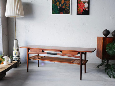 丹麥柚木老藤咖啡桌 丹麥柚木老藤咖啡桌