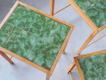 丹麥櫻桃木磁磚子母桌 丹麥櫻桃木磁磚子母桌