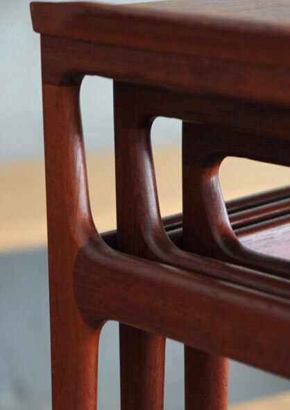 丹麥柚木子母桌