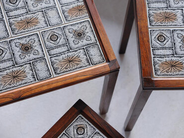 丹麥玫瑰木磁磚三邊桌 丹麥玫瑰木磁磚三邊桌