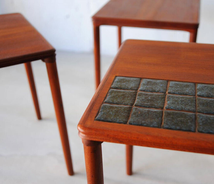 柚木磁磚子母桌