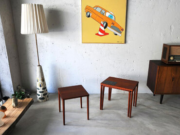 丹麥柚木磁磚子母桌 丹麥磁磚子母桌