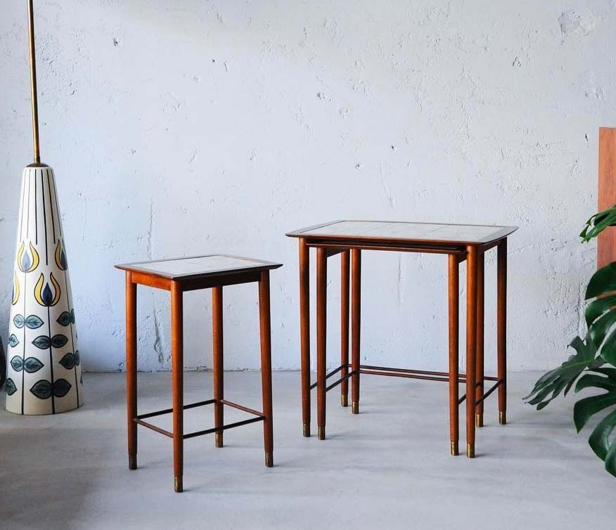 丹麥花磚子母桌