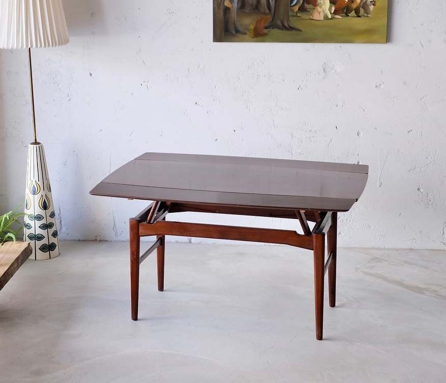 桃花木升降餐桌