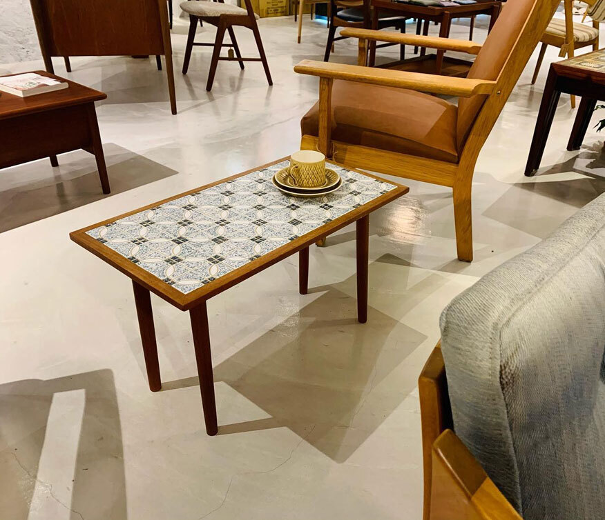 丹麥柚木花磚咖啡桌 丹麥花磚桌