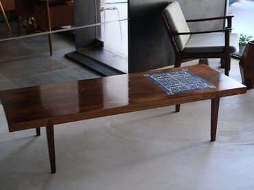 Severin Hansen 丹麥玫瑰木瓷磚嵌飾咖啡桌