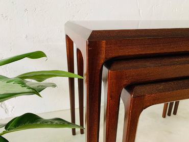 丹麥桃花木邊桌三件組 丹麥桃花木邊桌