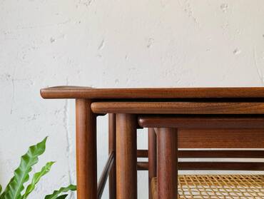 丹麥柚木藤編三層桌 藤編三層桌