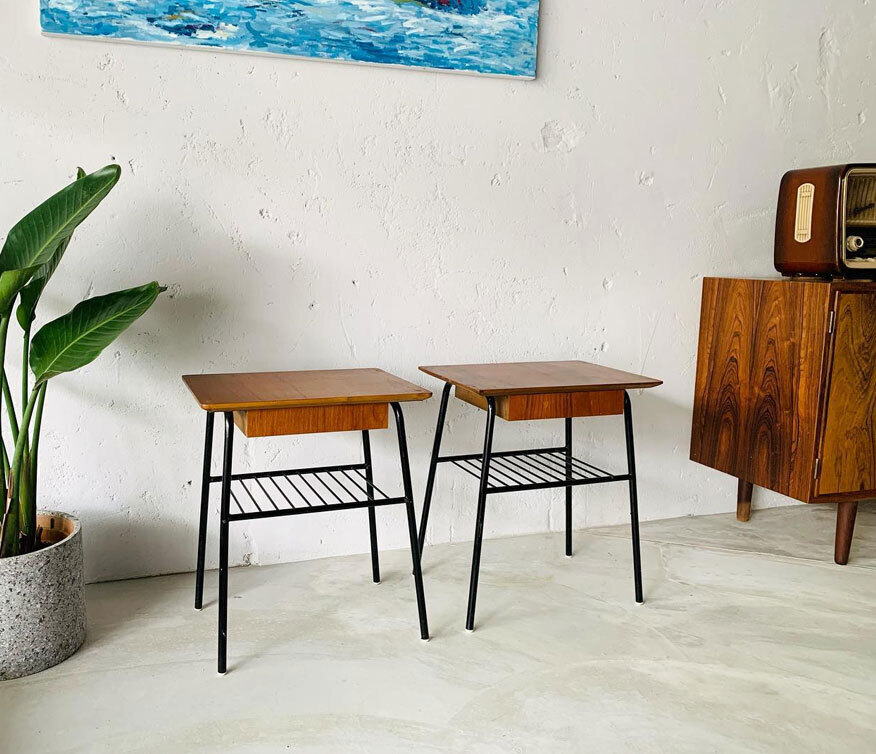 瑞典柚木鐵件邊桌 瑞典邊桌
