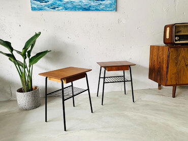 瑞典柚木鐵件邊桌 瑞典柚木邊桌