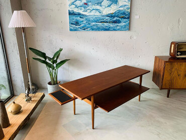 丹麥柚木與橡木咖啡桌 丹麥老件咖啡桌